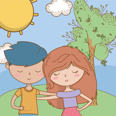 Teenager boy and girl cartoon design