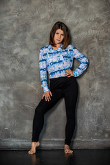 Fototapeta premium Portrait of simple nice teenager or young woman, psychology young people concept, girl from next door