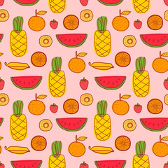 Seamless pattern with fruit background. Vector illustrations for gift wrap design.