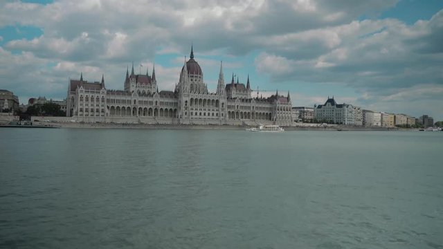 Boat ride through Danube, passing by Budapest parliament, getting closer