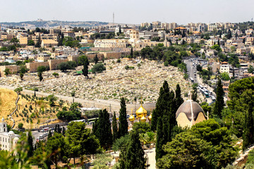 The Jewish cemetery on the Mount of Olives  in Jerusalem, ISRAEL . April 2013