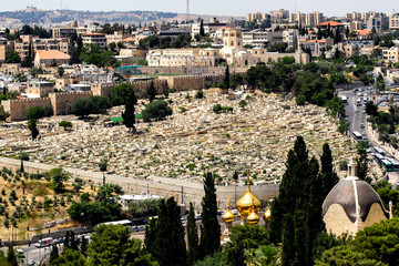 The Jewish cemetery on the Mount of Olives  in Jerusalem, ISRAEL . April 2013