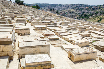 The Jewish cemetery on the Mount of Olives  in Jerusalem, ISRAEL . April 2013