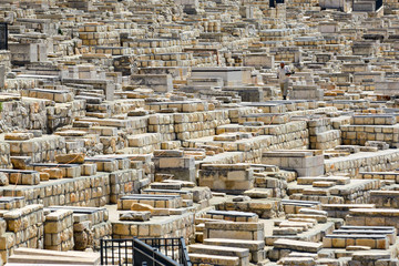 The Jewish cemetery on the Mount of Olives  in Jerusalem, ISRAEL . April 2013