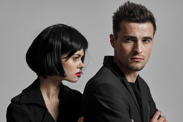 portrait of young man and woman