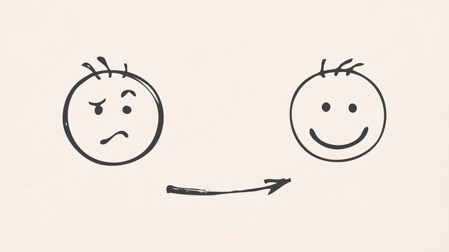 Sad and happy smiley. Happiness is a choice.