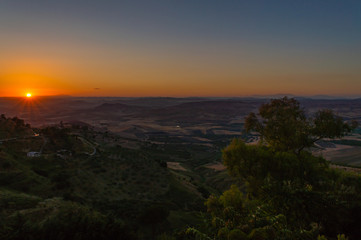 Wonderful Sunset over the Sicilian Hills, Mazzarino, Caltanissetta, Sicily, Italy, Europe