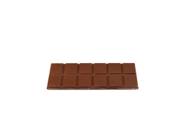 Milk chocolate bar isolated on white background.