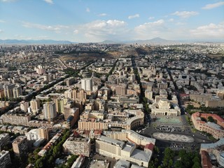 Fototapeta premium Aerial Drone view, Cityscape. Yerevan, Capital of Armenia