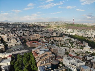 Aerial Drone view, Cityscape. Yerevan, Capital of Armenia