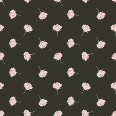 Rose flower pink black backround vector seamless patern