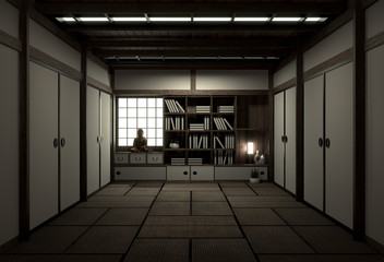 original room japanese style, Showa era , Design with the best Japanese room designers.3D rendering