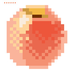 Minimalistic pixel graphic symbol of peach Art vector object isolated. Game 8 bit style.