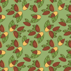 Seamless pattern of almond in cartoon style