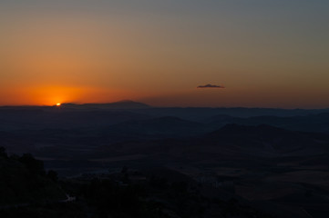 Wonderful Sunset over the Sicilian Hills, Mazzarino, Caltanissetta, Sicily, Italy, Europe