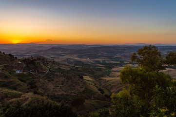 Wonderful Sunset over the Sicilian Hills, Mazzarino, Caltanissetta, Sicily, Italy, Europe