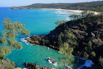 View of Dolphin Point in the Noosa National Park in Noosa, Sunshine Coast, Queensland, Australia