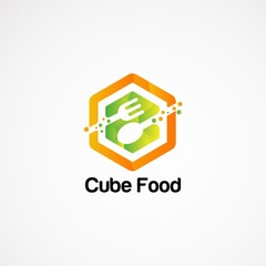 cube food logo vector concept, icon, element, and template for company