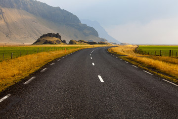 Road going through landscape in Iceland