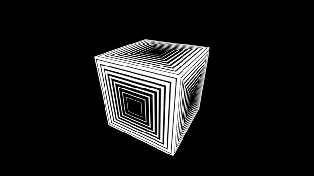 Motion background with rotating cube(s) with geometric shapes (full HD 1920x1080).