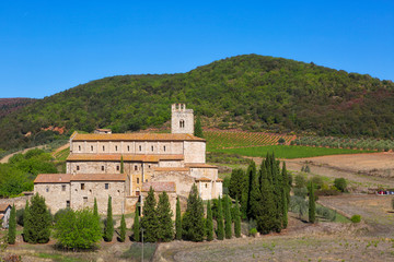 Abbey of Sant'Antimo in autumn, Montalcino, Tuscany, Italy