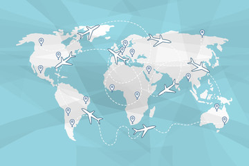 World map with airline routes
