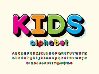 Colorful stylized kids alphabet design
