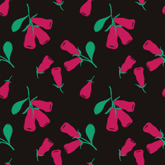 Seamless Pattern With Honeysuckle Berries.