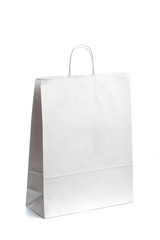 Paper bag on white background. Mockup for design .