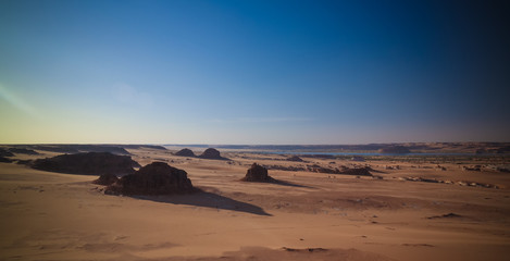 Panoramic Aerial view to Djiara, Ahoita, Daleyala and Boukkou Ennedi, Chad
