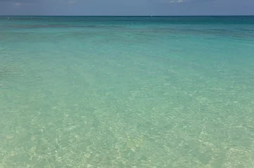 Papier Peint photo autocollant Plage de Seven Mile, Grand Cayman View of clear blue water on the Seven Mile Beach, a landmark sandy beach in Grand Cayman island