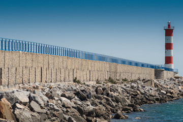 Obraz premium FRANCE - Port la nouvelle - The pier and the lighthouse