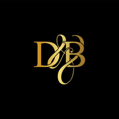 D & B / DB logo initial vector mark. Initial letter D & B DB luxury art vector mark logo, gold color on black background.