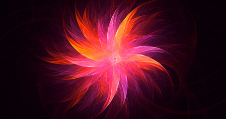 3D rendering abstract red fractal light background