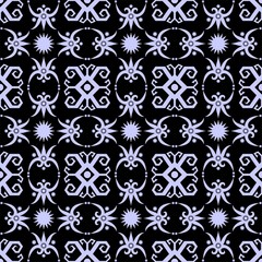 Seamless pattern of dayak ethnic batik. borneo motif style. powder blue color