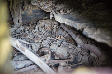 Inside tomb at Nekropolis of Anatori, Khevsureti, Georgia