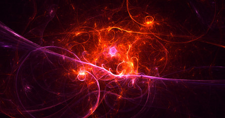 3D rendering abstract red fractal light background