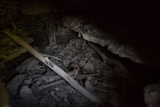 Inside tomb at Nekropolis of Anatori, Khevsureti, Georgia