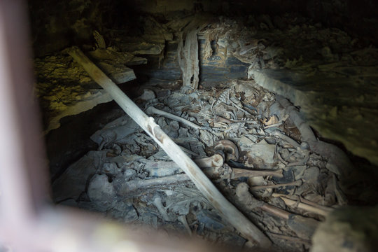 Inside tomb at Nekropolis of Anatori, Khevsureti, Georgia