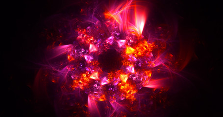 Fototapeta premium 3D rendering abstract red fractal light background