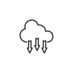 Download from cloud line icon. linear style sign for mobile concept and web design. Cloud computing and arrows down outline vector icon. Symbol, logo illustration. Vector graphics