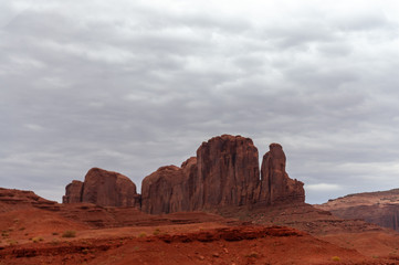 Fototapeta na wymiar Monument Valley on a slightly overcast summer morning.