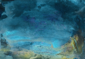 Abstract background, hand-painted texture, watercolor painting, splashes, drops of paint, paint smears. Design for backgrounds, wallpapers, covers and packaging.