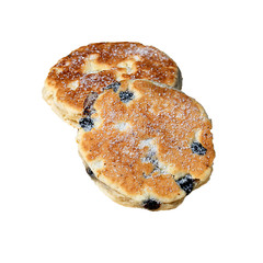 Welsh Cakes - welsh cakes isolated on a white background in a square format. Traditional welsh pastry made with raisens.