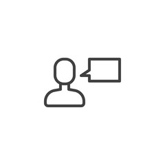 User chat message line icon. linear style sign for mobile concept and web design. Person with speech bubble outline vector icon. Symbol, logo illustration. Vector graphics