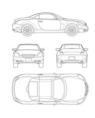 セダン_02 四面図 テクニカルイラスト