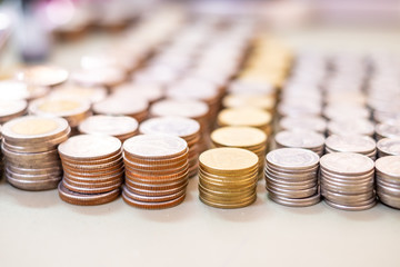 Business concept of making or saving money on investment, Stack coins,  Stock, Business...