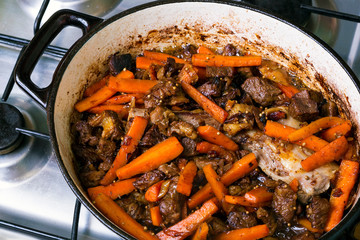 Cooking of traditional Uzbek pilaf