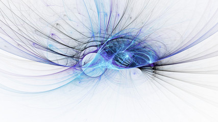 Abstract transparent blue crystal shapes. Fantasy light background. Digital fractal art. 3d rendering.