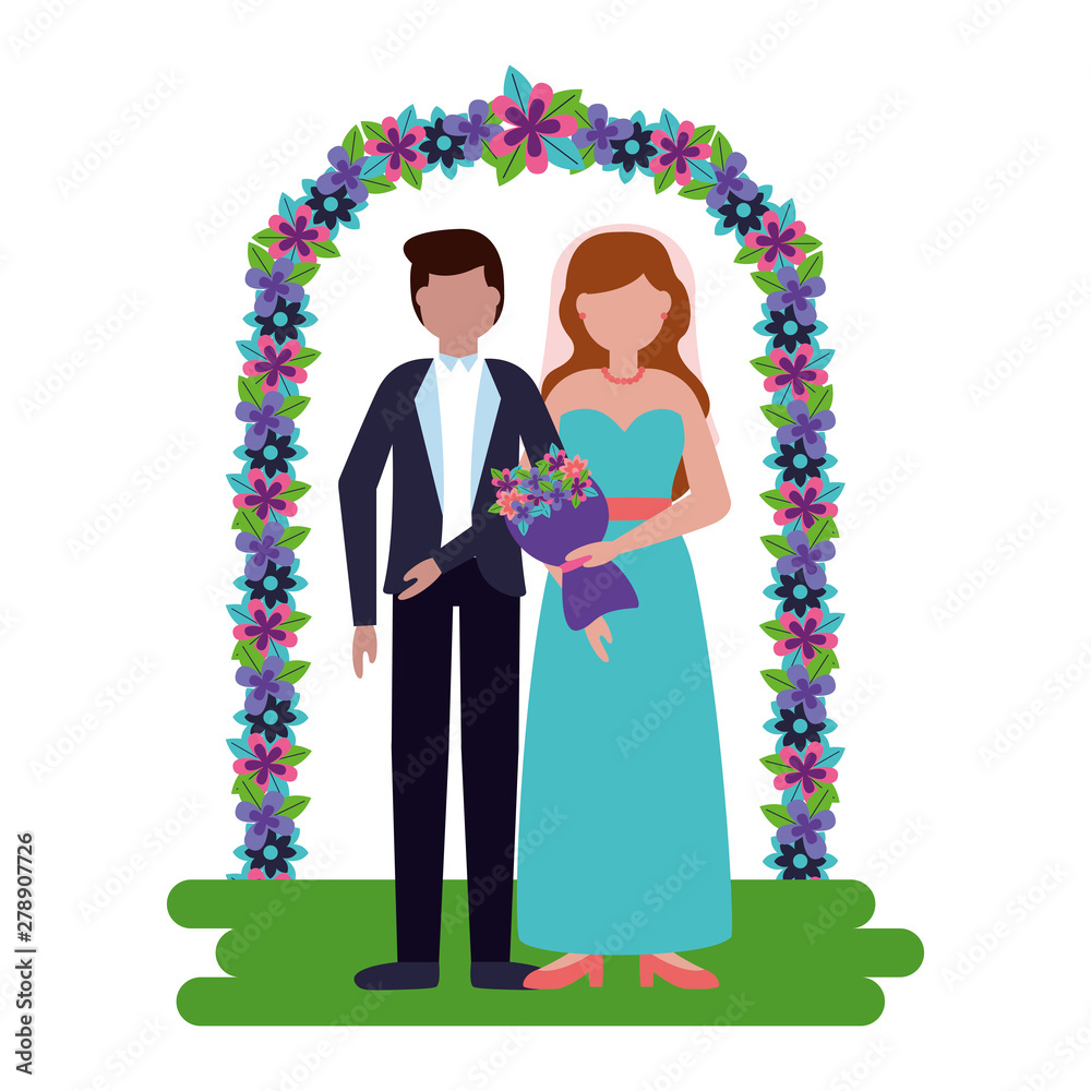 Canvas Prints bride and groom arch flowers decoration wedding